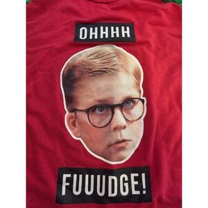 A Christmas Story Red Sweatshirt with Gren Sequin Sleeves Size XL